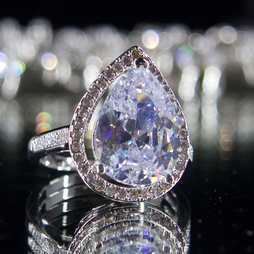 14kt Gold Dipped Swarovski Halo Engagement Ring - image 3